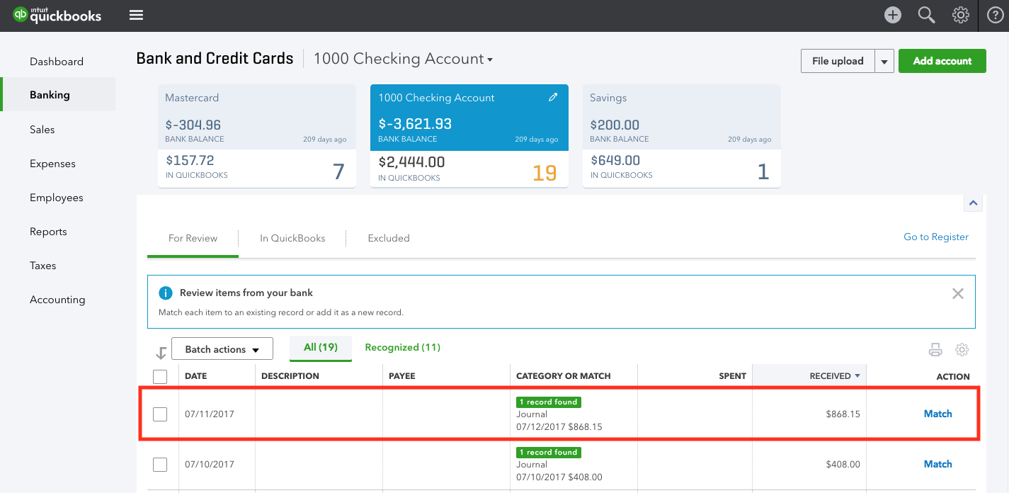how to add transaction to reconciliation in quickbooks online