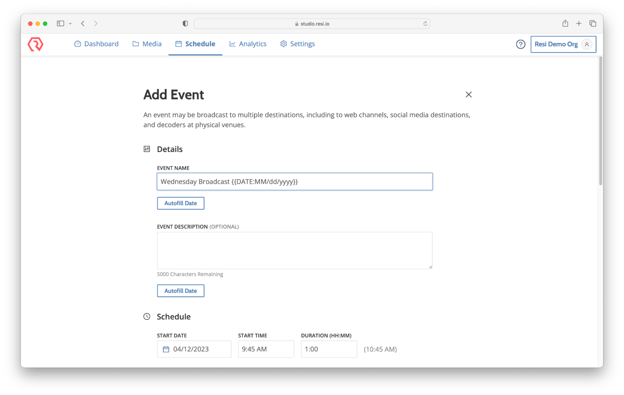 Use the Autofill Date Button