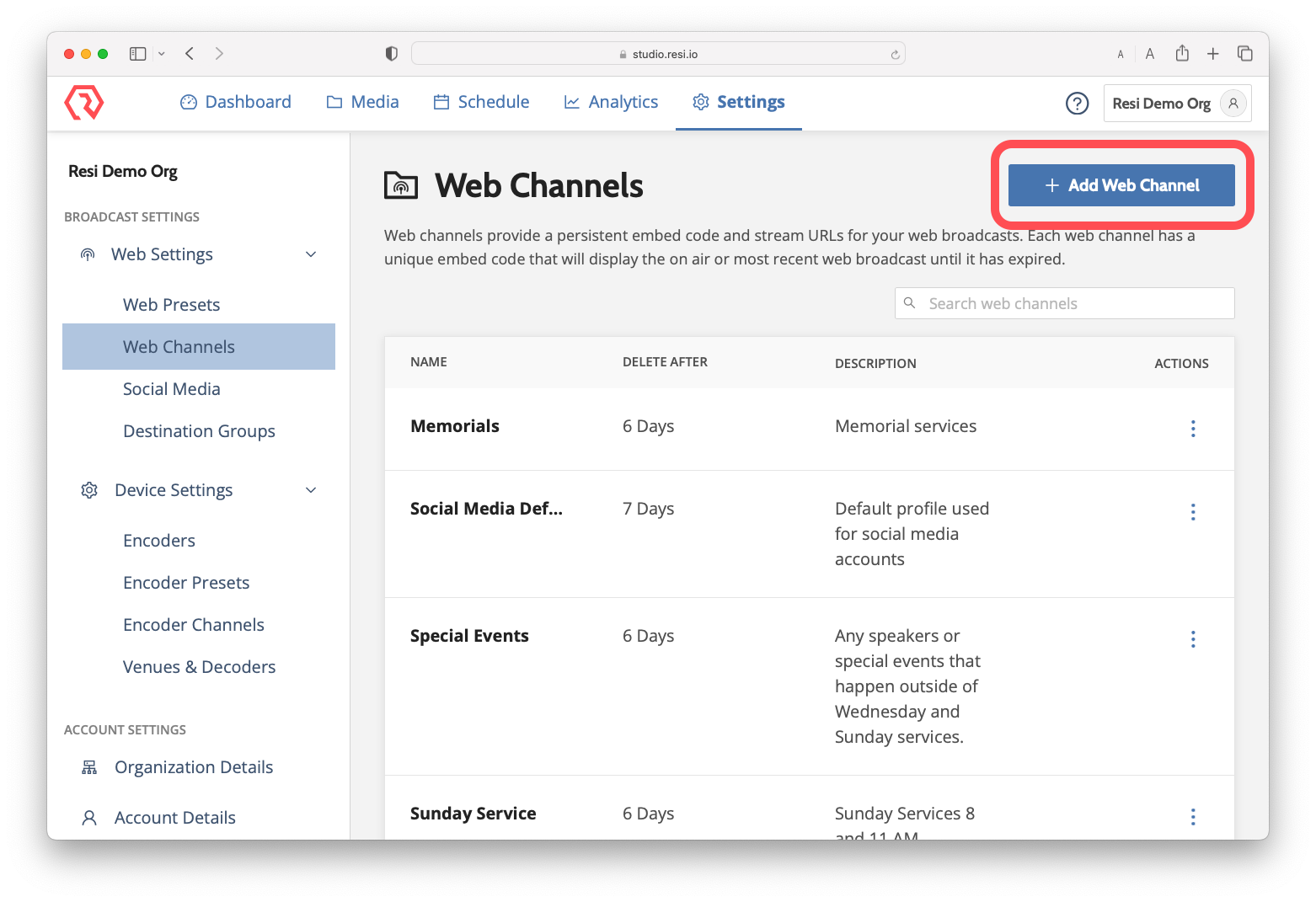 Create or Edit a Web Channel