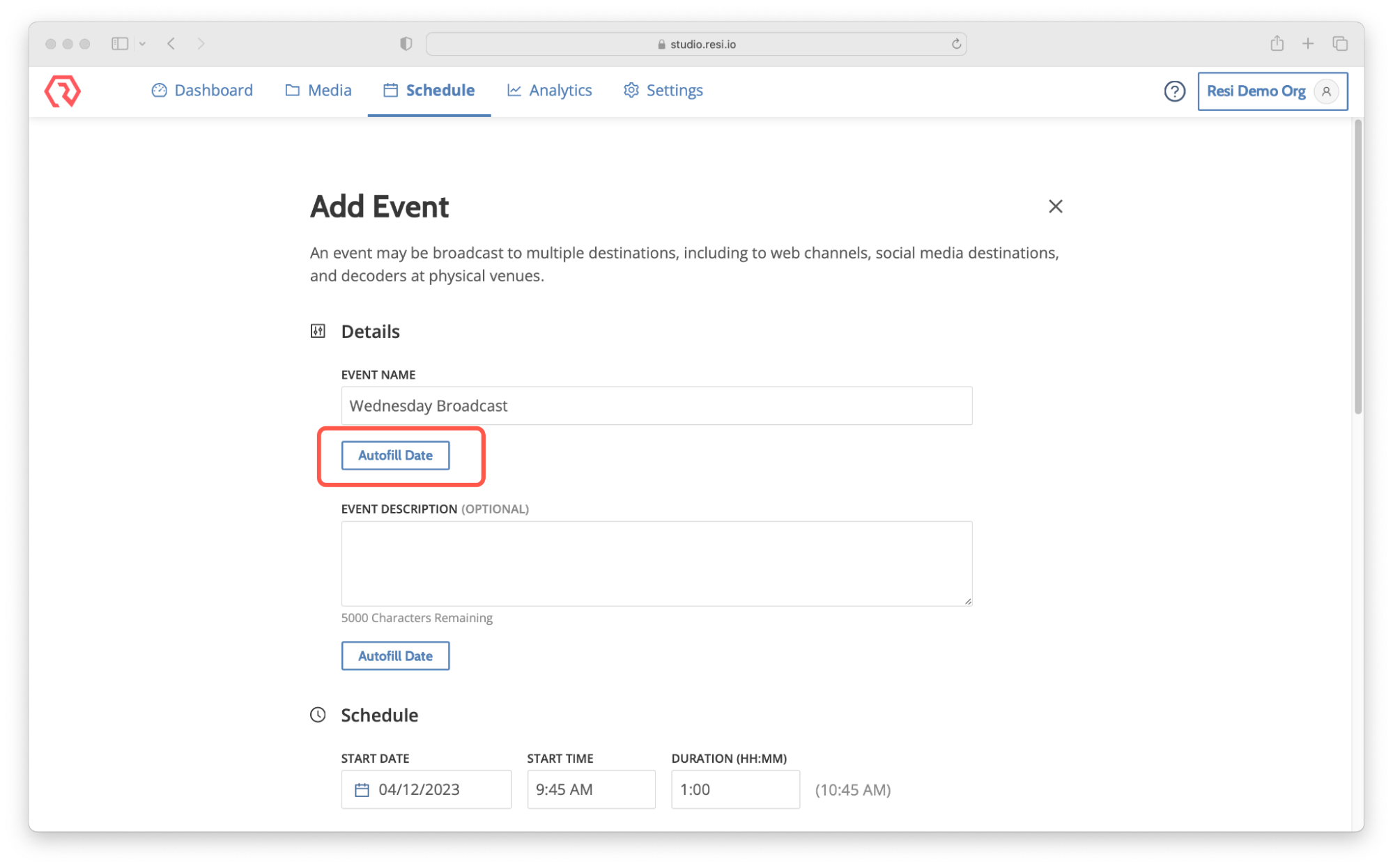 How to Use the Autofill Date Button