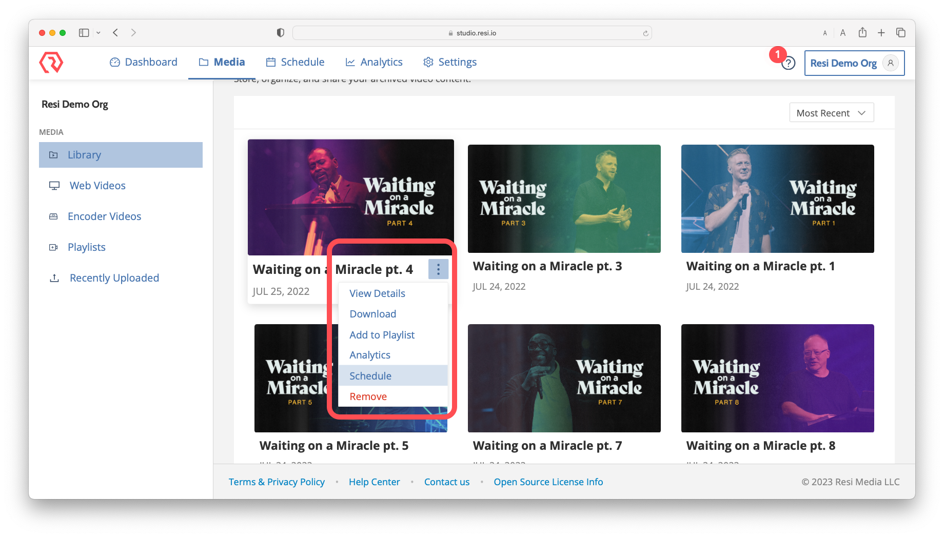 Broadcast a Library Video