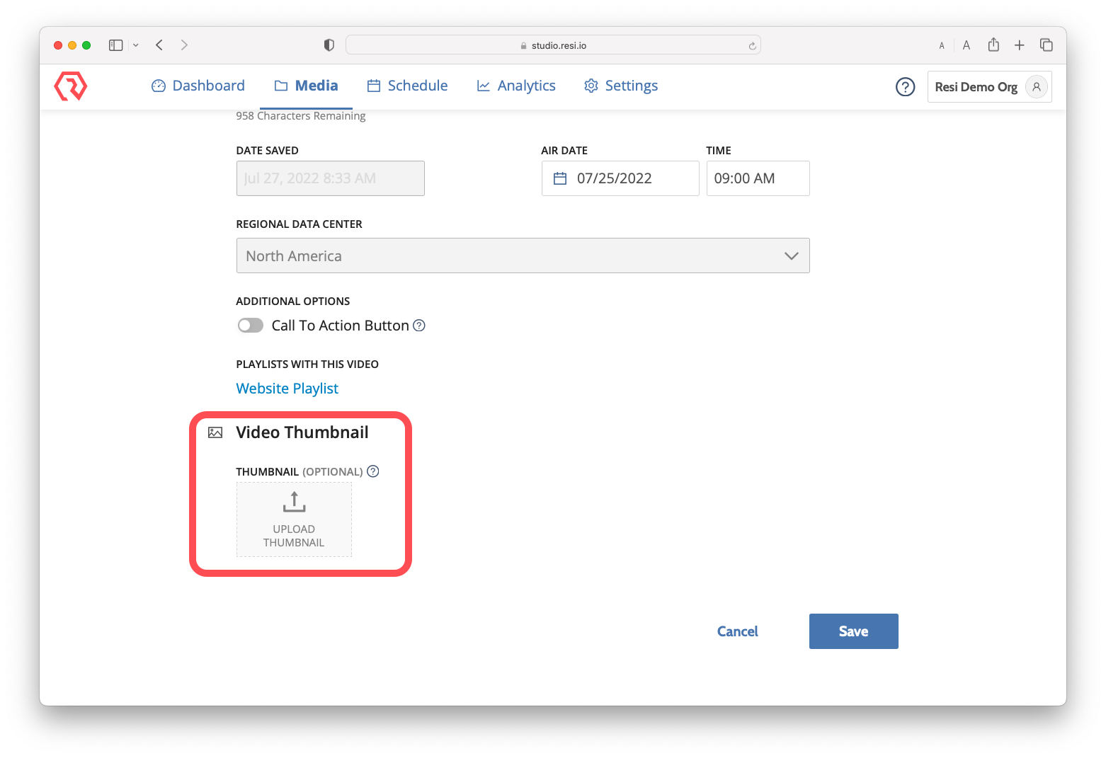Add Thumbnails to a Broadcast