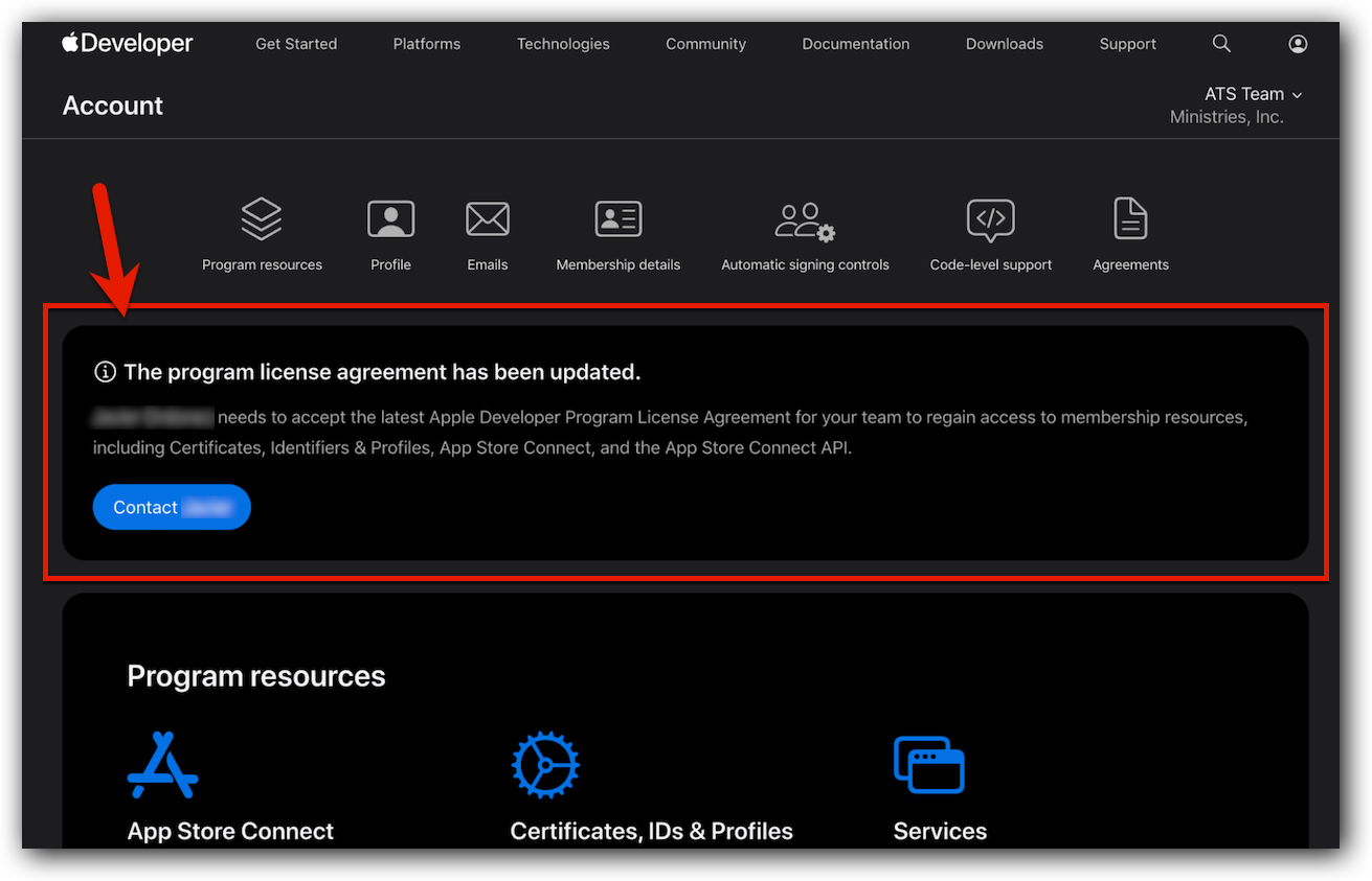 How to Accept the Apple Program License Agreement